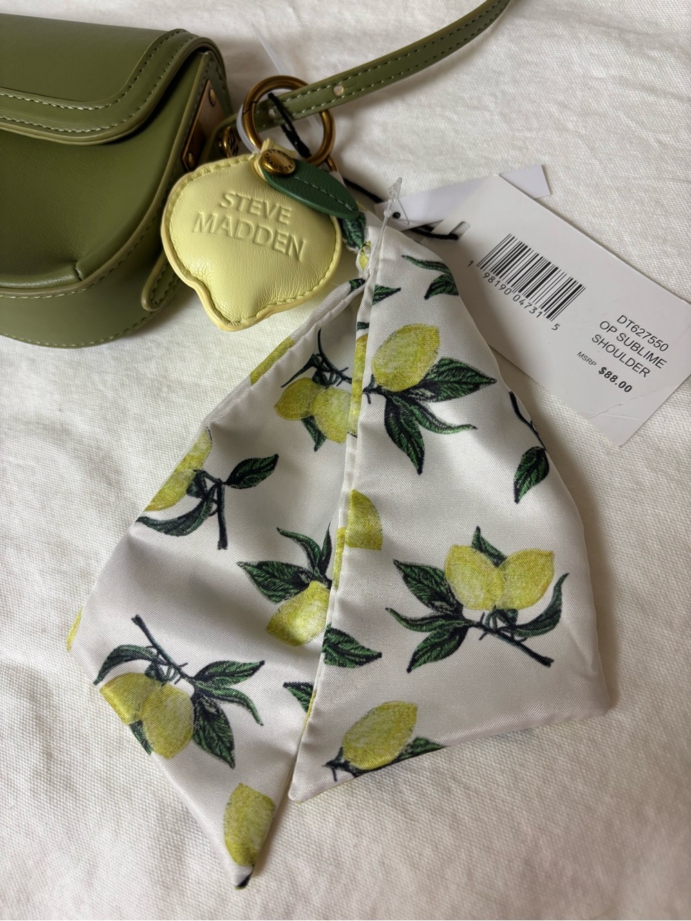 Steve Madden Olive Shoulder Bag with Lemon Scarf Accent - Picture 4 of 8
